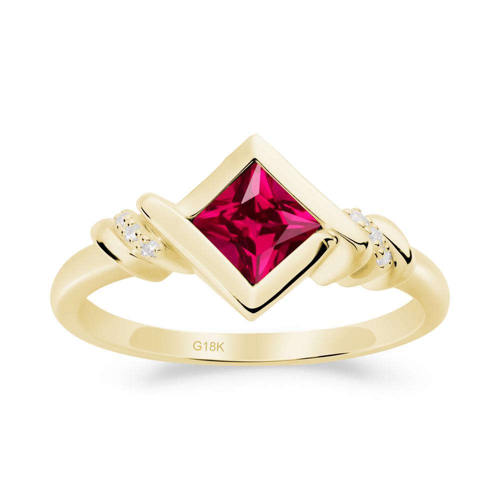 Princess Cut Ruby Statement Ring - LUO Jewelry #metal_18k yellow gold