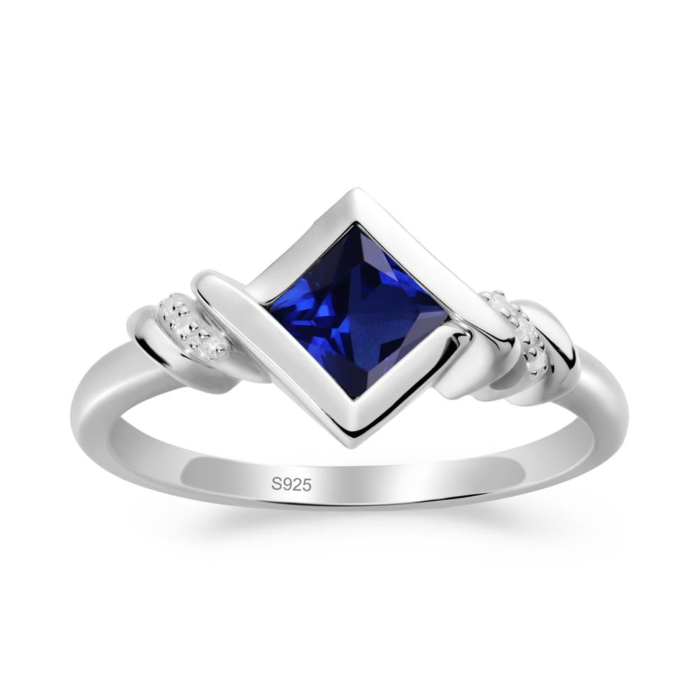 Bezel Set Sapphire Ring with Twisted Shank - LUO Jewelry #metal_sterling silver