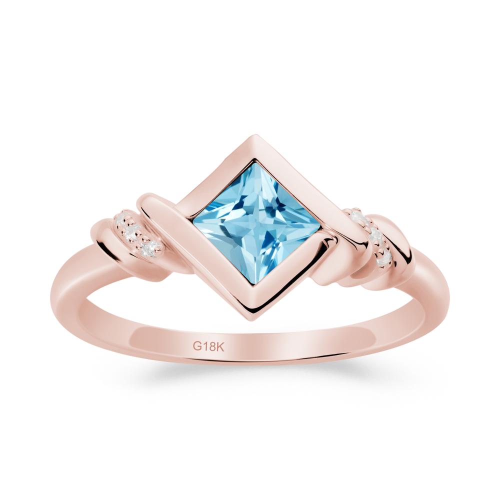 Princess Cut Swiss Blue Topaz Statement Ring - LUO Jewelry #metal_18k rose gold