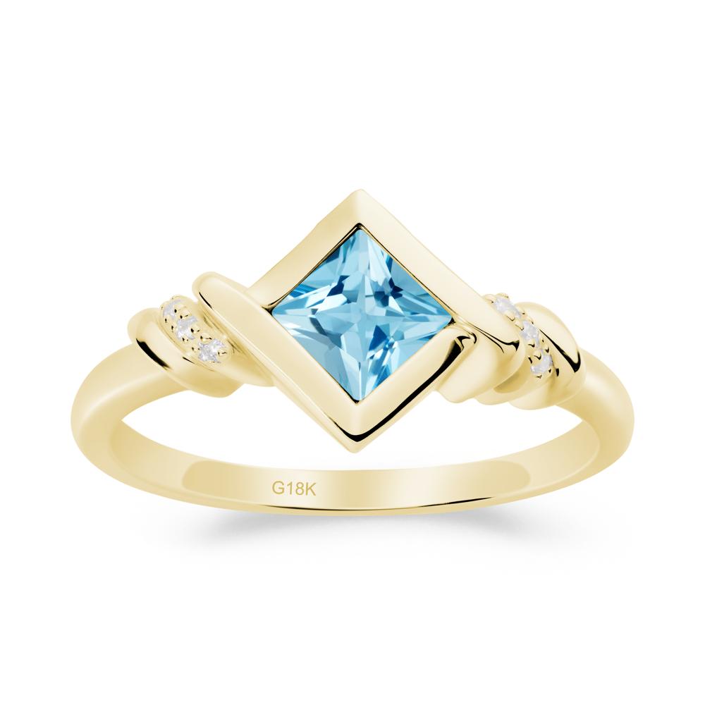 Princess Cut Swiss Blue Topaz Statement Ring - LUO Jewelry #metal_18k yellow gold