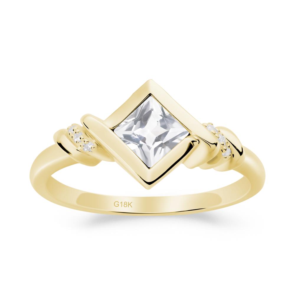 Princess Cut White Topaz Statement Ring - LUO Jewelry #metal_18k yellow gold