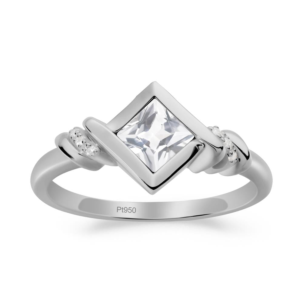 Princess Cut White Topaz Statement Ring - LUO Jewelry #metal_platinum