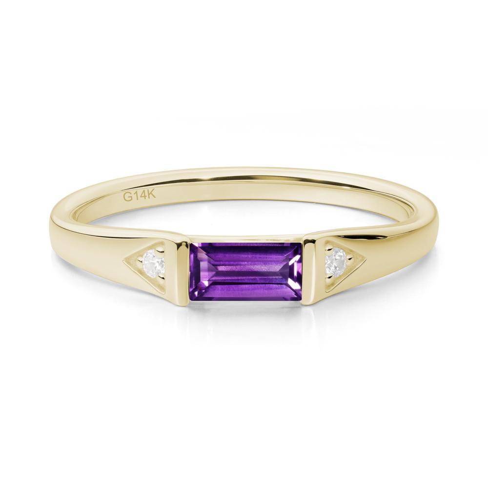 East-West Baguette Amethyst Ring - LUO Jewelry #metal_14k yellow gold