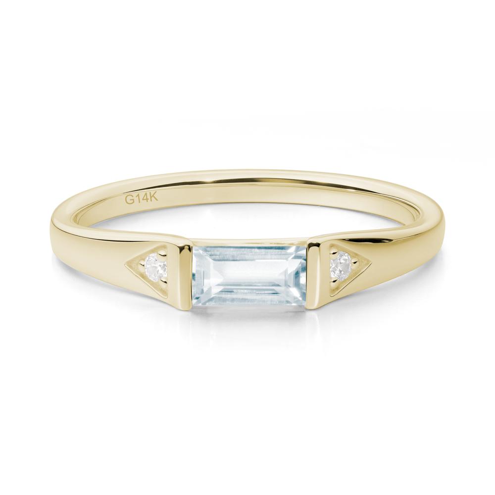 East-West Baguette Aquamarine Ring - LUO Jewelry #metal_14k yellow gold