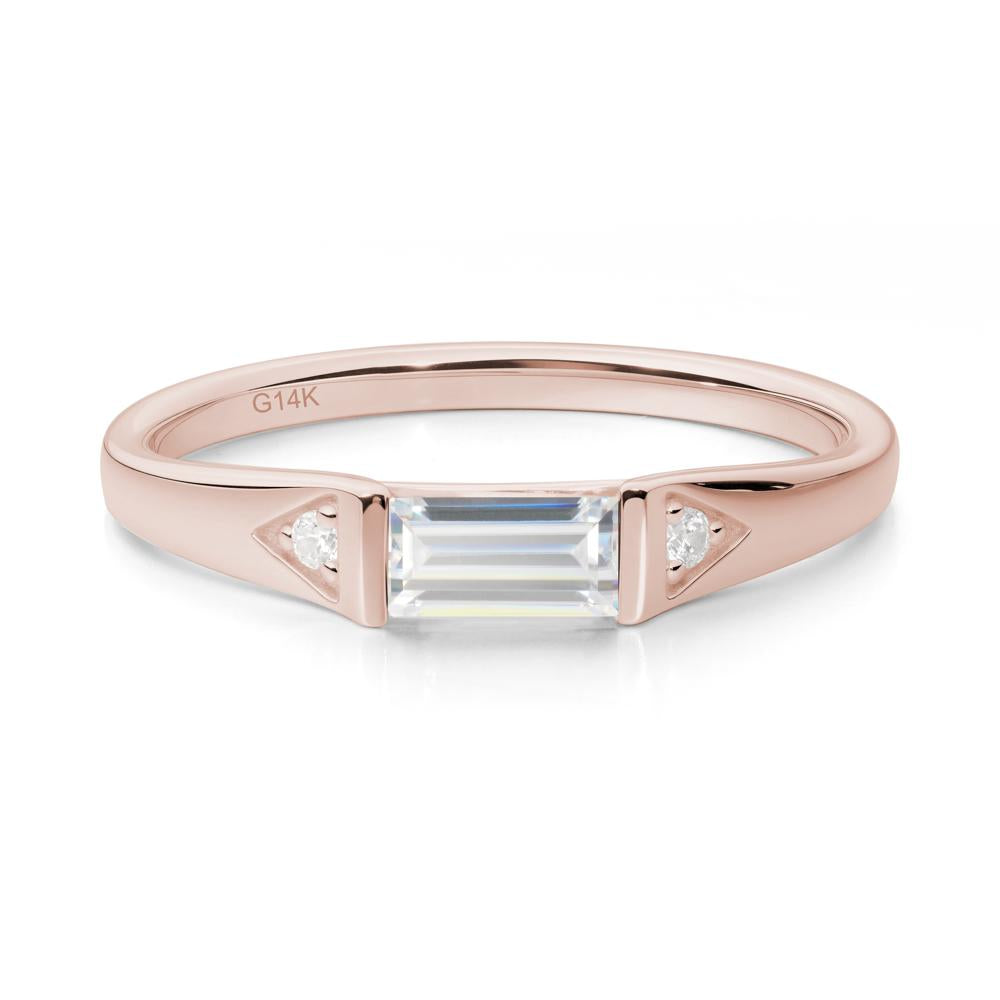 Minimalist Baguette Cubic Zirconia Ring - LUO Jewelry #metal_14k rose gold