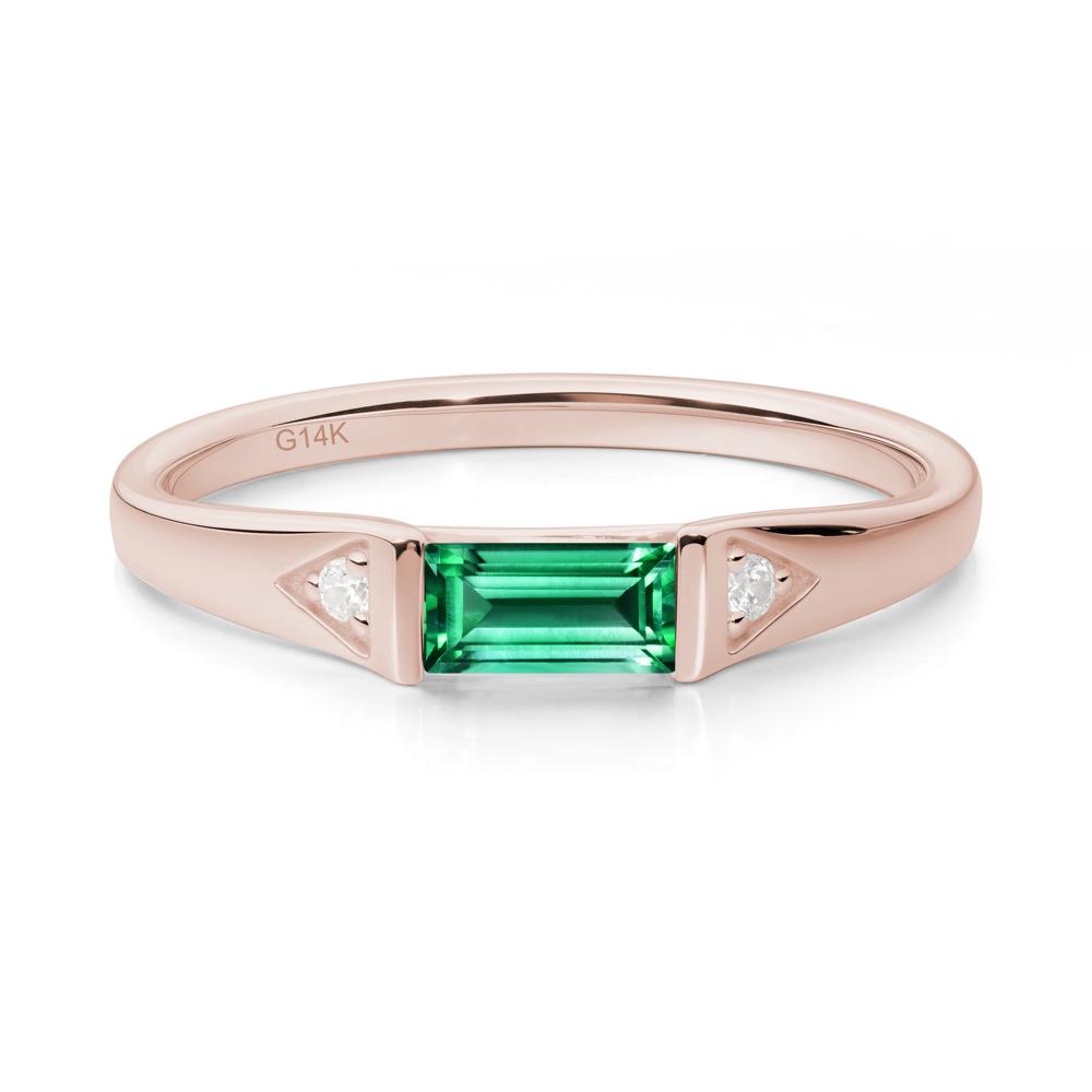 Baguette Emerald Promise Ring - LUO Jewelry #metal_14k rose gold