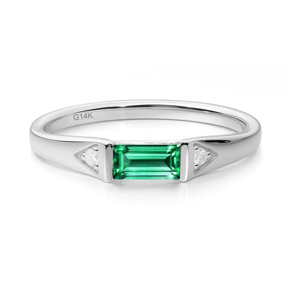 Baguette Emerald Promise Ring - LUO Jewelry #metal_14k white gold