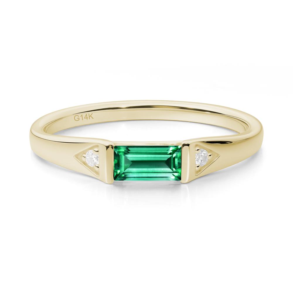 Baguette Emerald Promise Ring - LUO Jewelry #metal_14k yellow gold