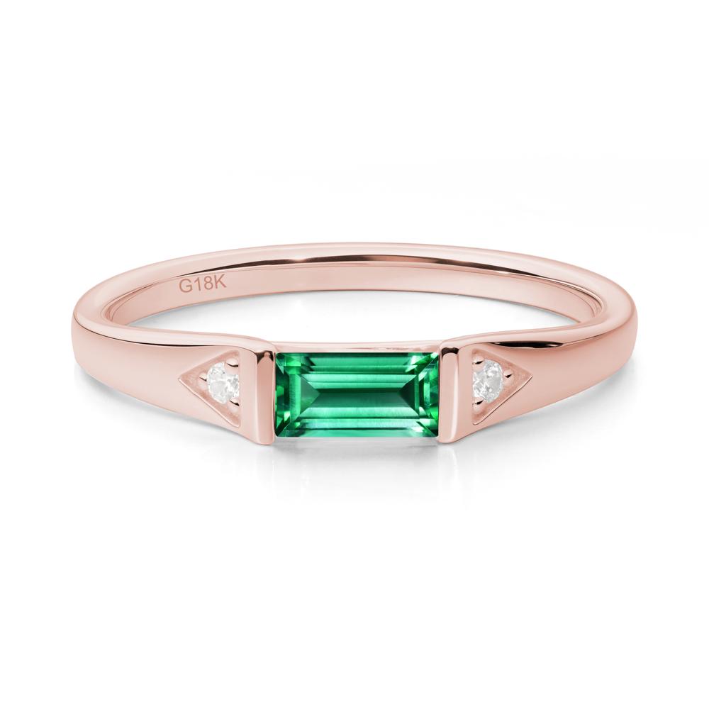 Baguette Emerald Promise Ring - LUO Jewelry #metal_18k rose gold