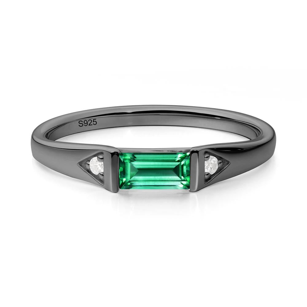 Baguette Emerald Promise Ring - LUO Jewelry #metal_black finish sterling silver