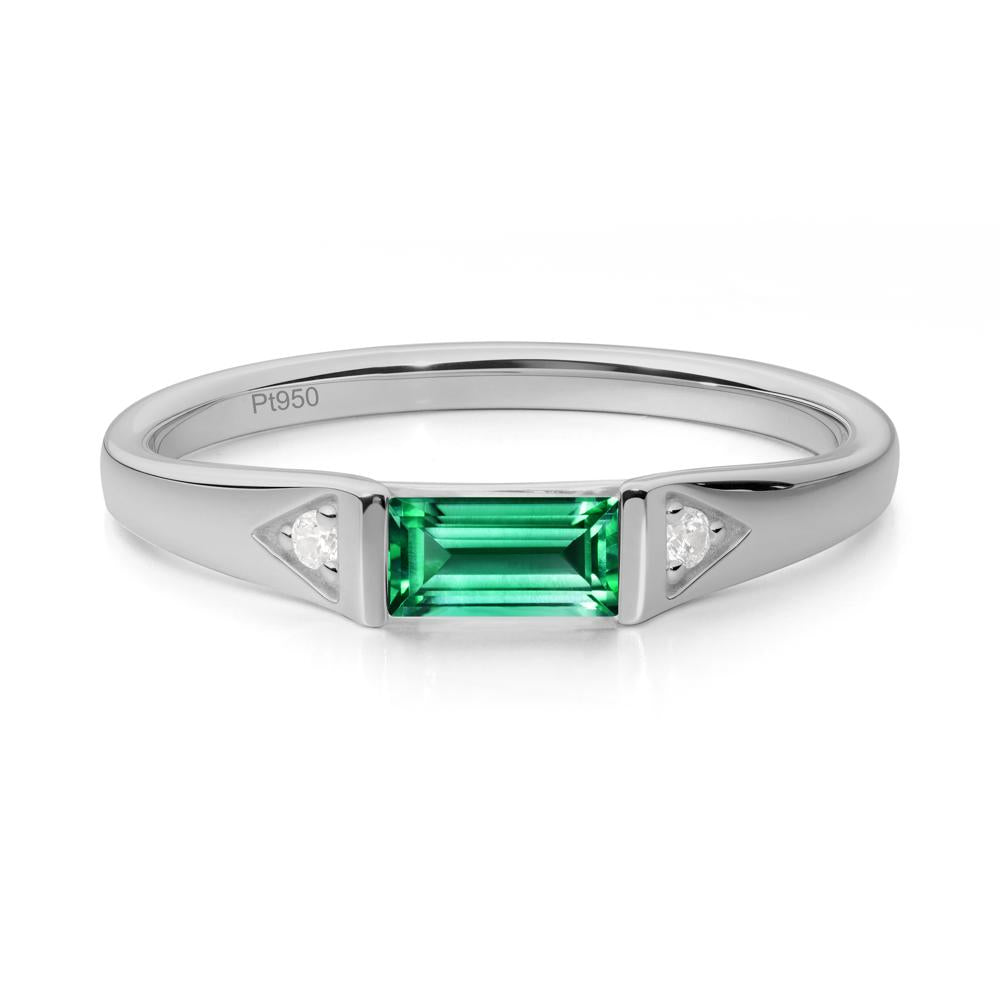 Baguette Emerald Promise Ring - LUO Jewelry #metal_platinum