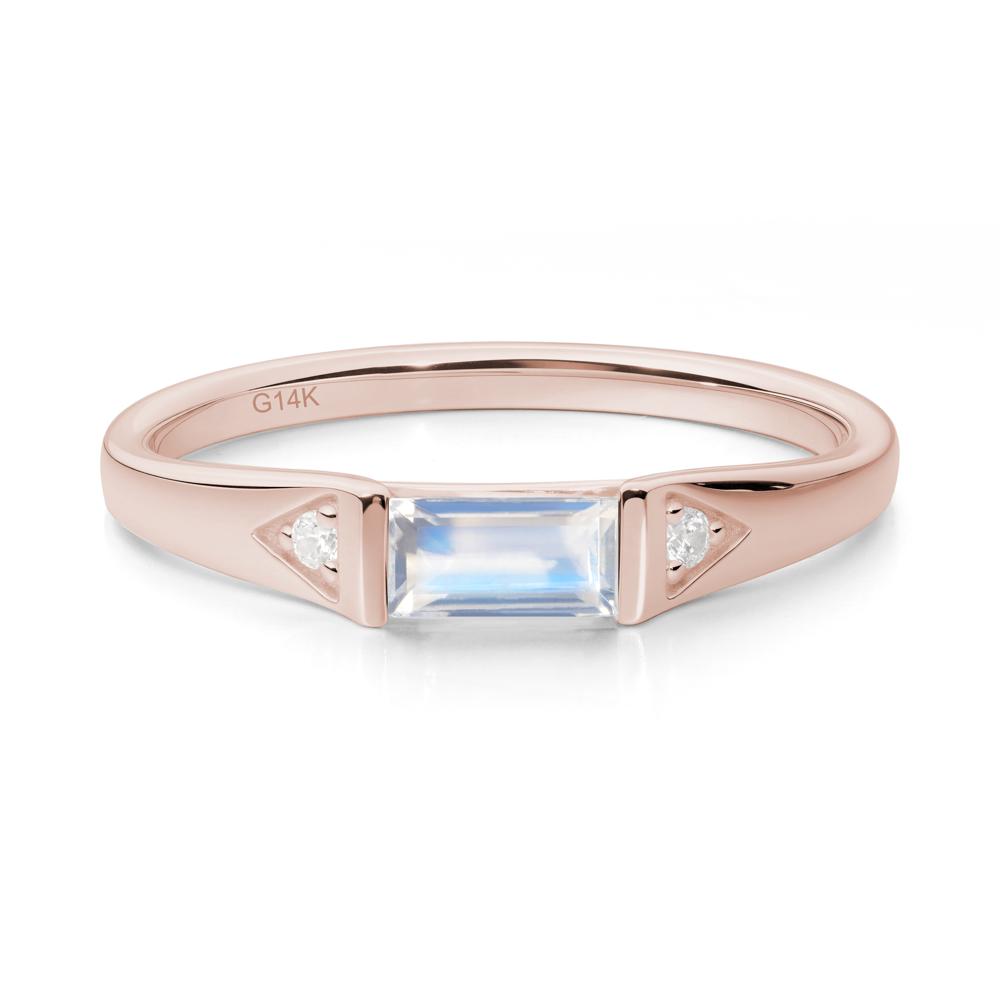 Minimalist Baguette Moonstone Ring - LUO Jewelry #metal_14k rose gold