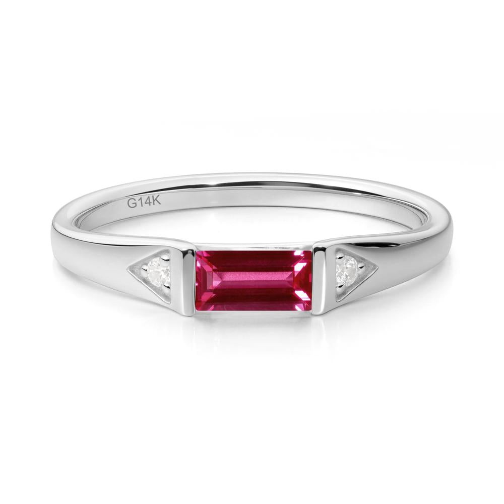 Baguette Ruby Promise Ring - LUO Jewelry #metal_14k white gold