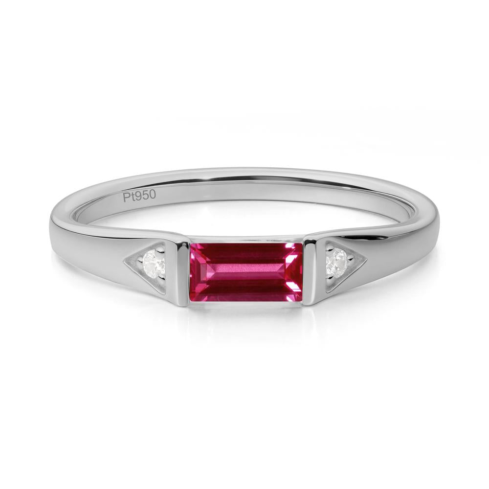 Baguette Ruby Promise Ring - LUO Jewelry #metal_platinum