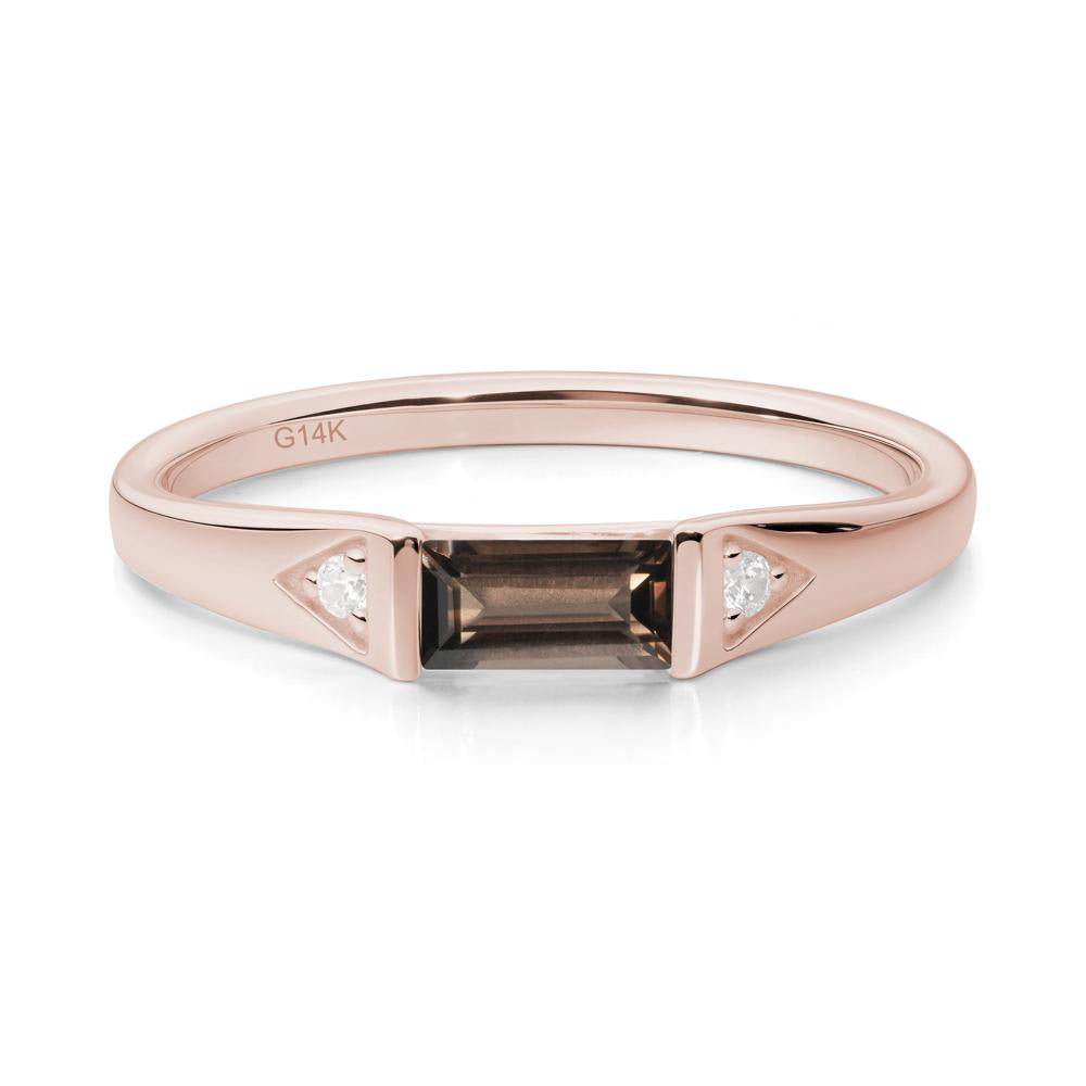 Baguette Smoky Quartz Promise Ring - LUO Jewelry #metal_14k rose gold