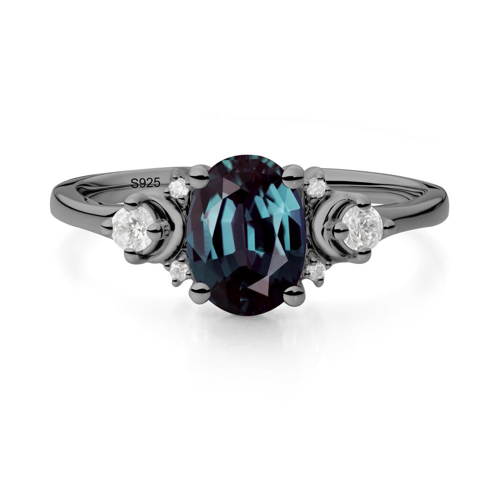 Celestial Oval Alexandrite Ring - LUO Jewelry #metal_black finish sterling silver