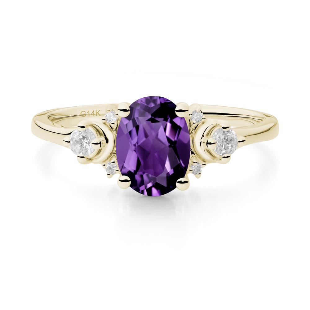 Celestial Oval Amethyst Ring - LUO Jewelry #metal_14k yellow gold