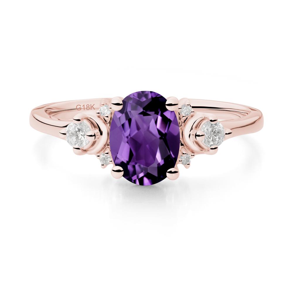 Celestial Oval Amethyst Ring - LUO Jewelry #metal_18k rose gold