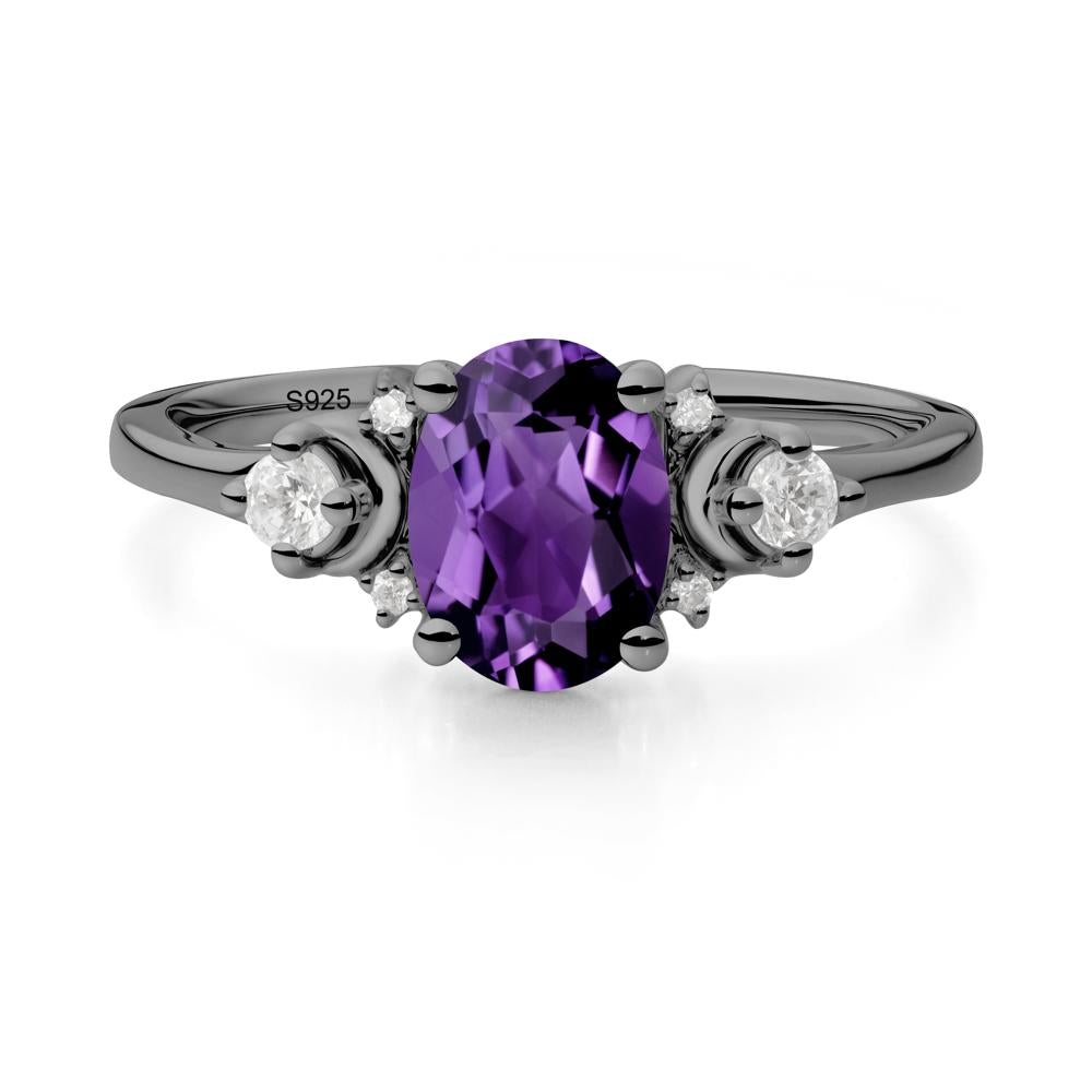 Celestial Oval Amethyst Ring - LUO Jewelry #metal_black finish sterling silver