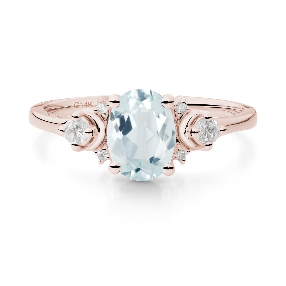 Crescent Moon Inspired Aquamarine Ring - LUO Jewelry #metal_14k rose gold