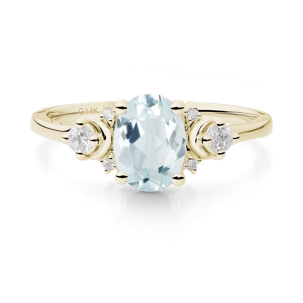 Crescent Moon Inspired Aquamarine Ring - LUO Jewelry #metal_14k yellow gold