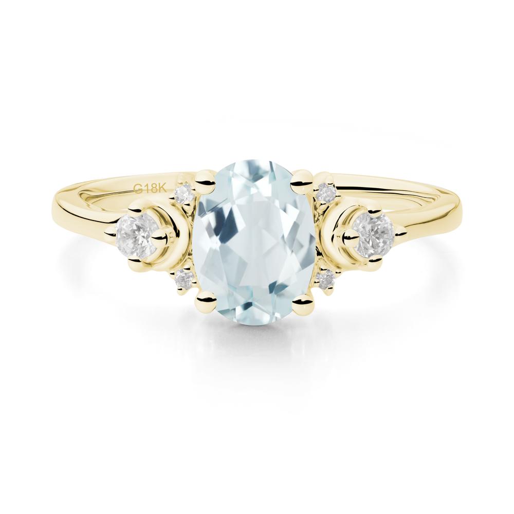 Crescent Moon Inspired Aquamarine Ring - LUO Jewelry #metal_18k yellow gold
