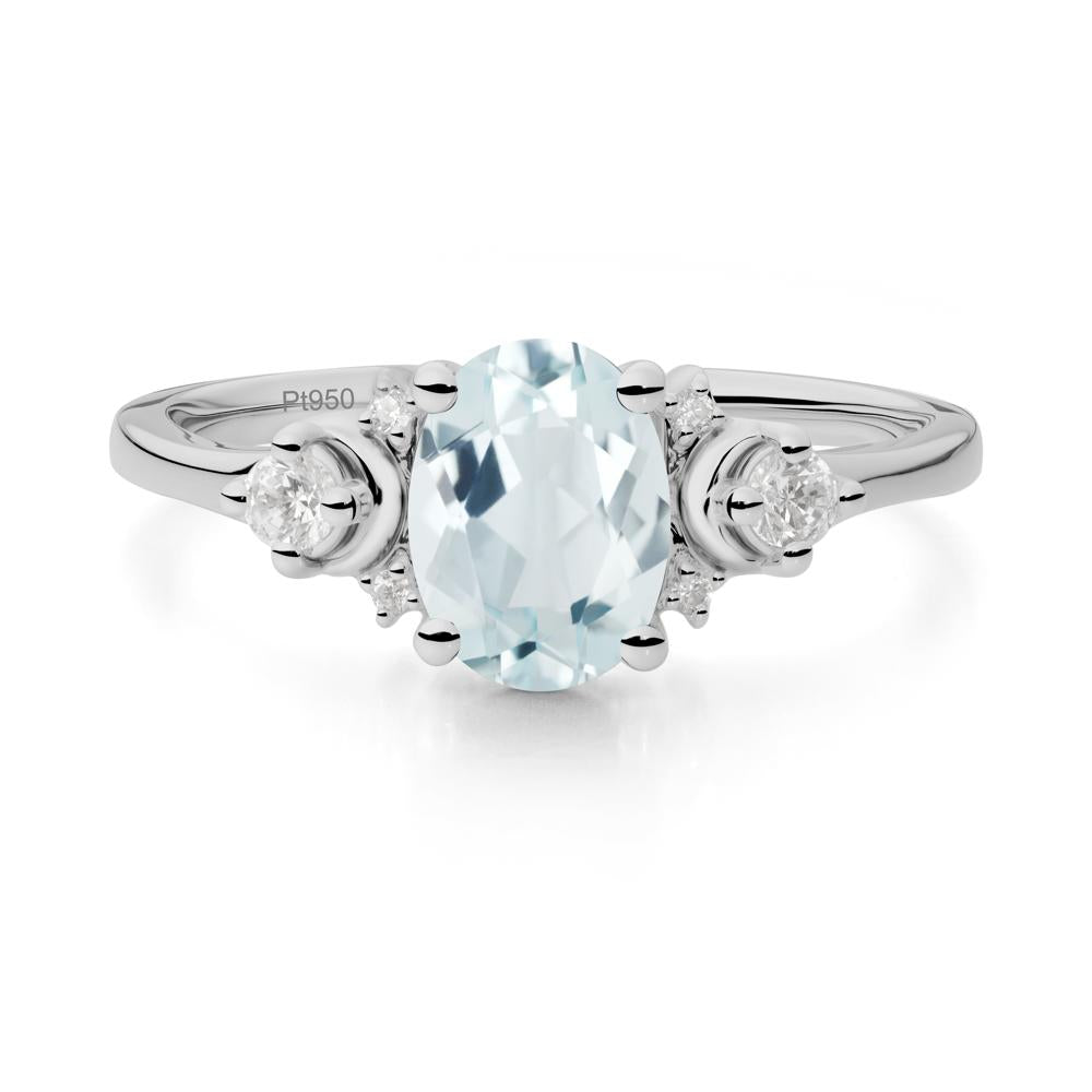 Crescent Moon Inspired Aquamarine Ring - LUO Jewelry #metal_platinum