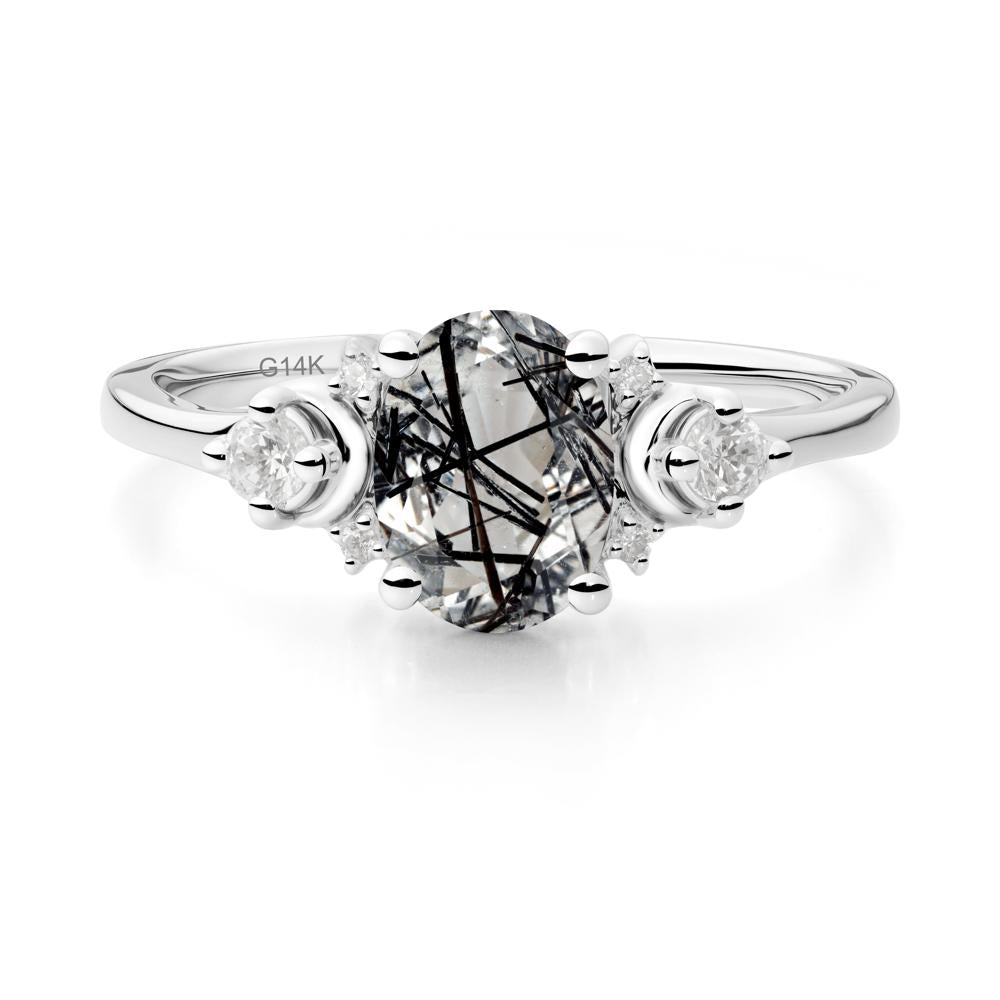 Celestial Oval Black Rutilated Quartz Ring - LUO Jewelry #metal_14k white gold