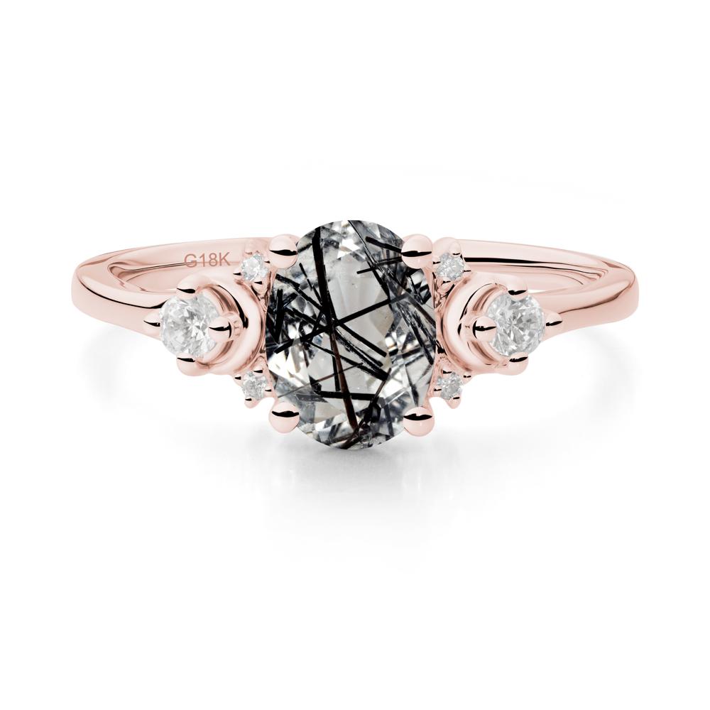 Celestial Oval Black Rutilated Quartz Ring - LUO Jewelry #metal_18k rose gold