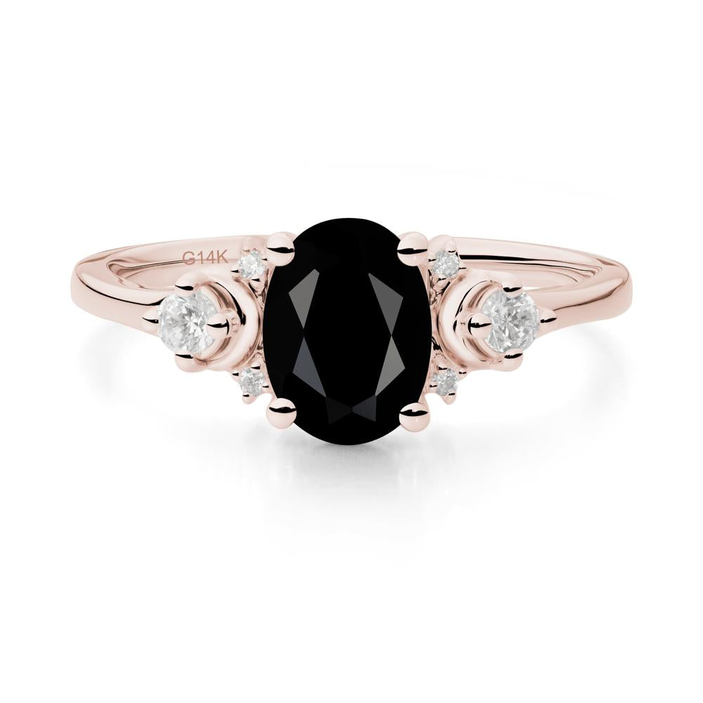 Crescent Moon Inspired Black Spinel Ring - LUO Jewelry #metal_14k rose gold