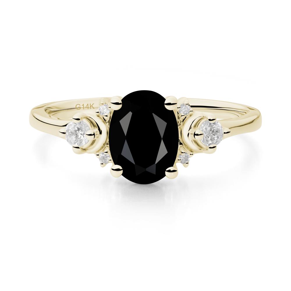Crescent Moon Inspired Black Spinel Ring - LUO Jewelry #metal_14k yellow gold