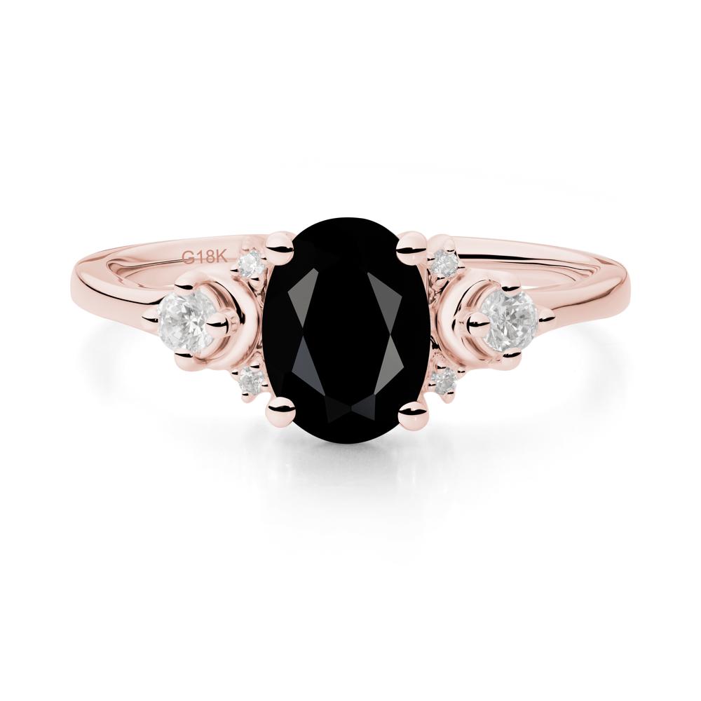 Crescent Moon Inspired Black Spinel Ring - LUO Jewelry #metal_18k rose gold