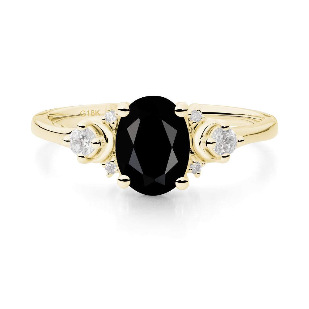 Crescent Moon Inspired Black Spinel Ring - LUO Jewelry #metal_18k yellow gold