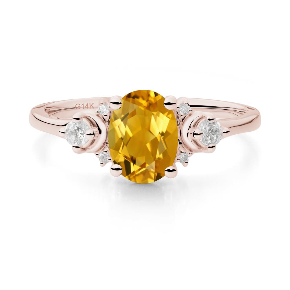 Crescent Moon Inspired Citrine Ring - LUO Jewelry #metal_14k rose gold