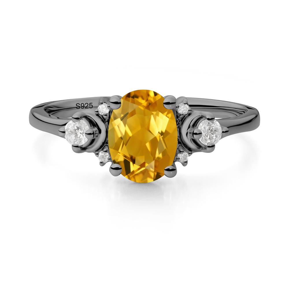 Crescent Moon Inspired Citrine Ring - LUO Jewelry #metal_black finish sterling silver