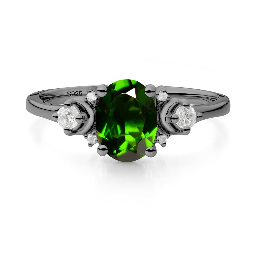Celestial Oval Diopside Ring - LUO Jewelry #metal_black finish sterling silver