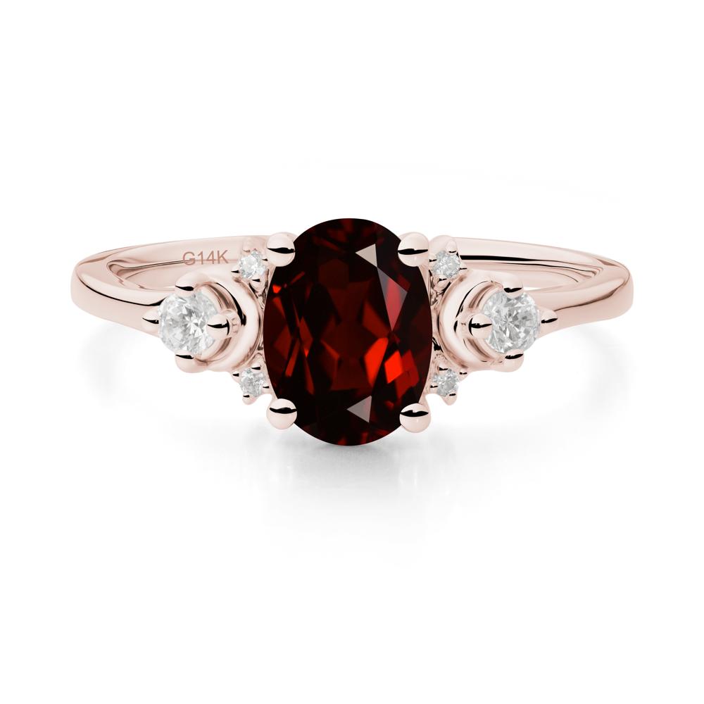 Crescent Moon Inspired Garnet Ring - LUO Jewelry #metal_14k rose gold