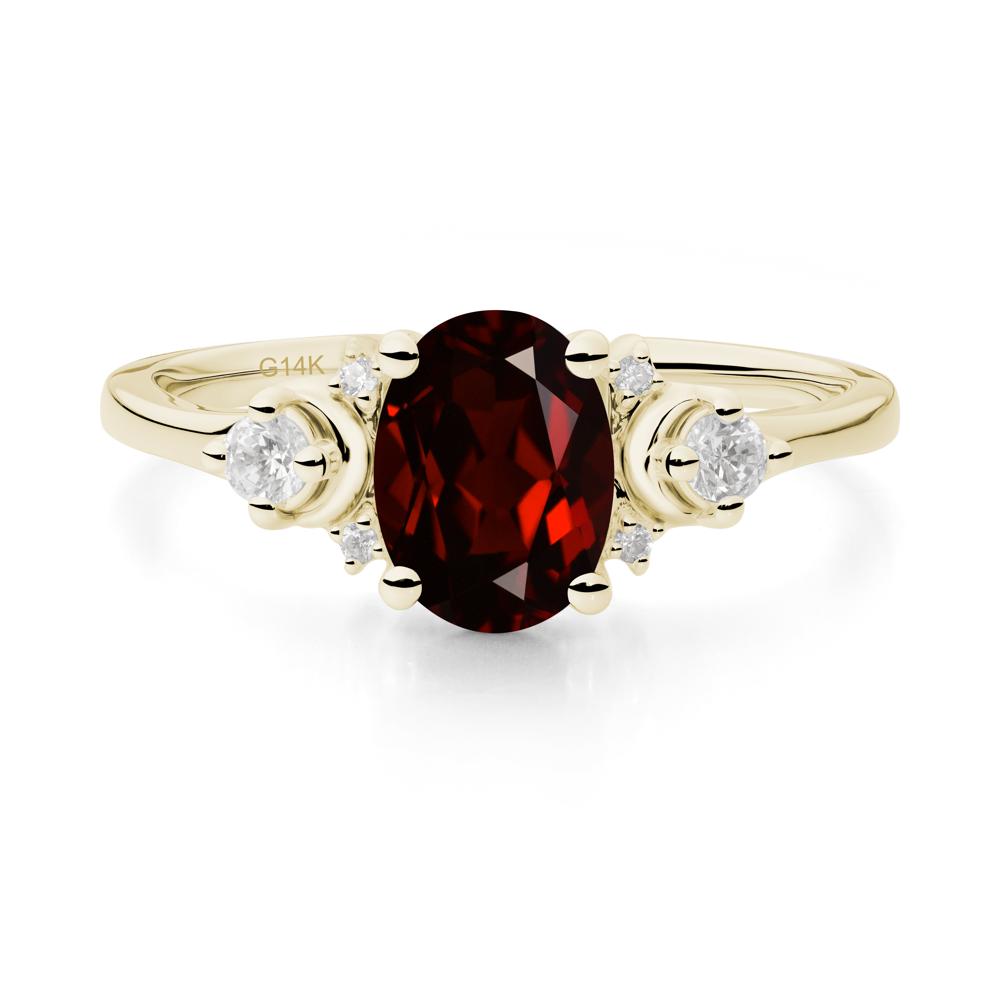 Crescent Moon Inspired Garnet Ring - LUO Jewelry #metal_14k yellow gold