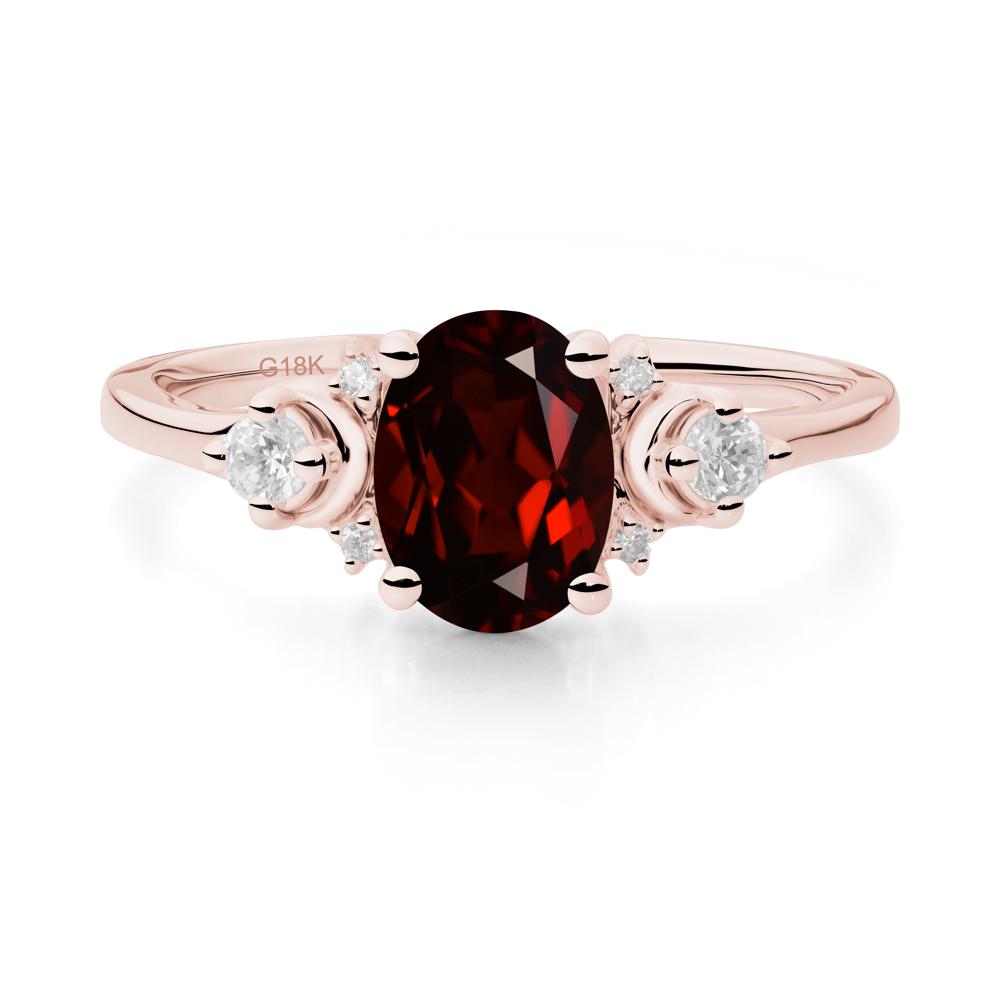 Crescent Moon Inspired Garnet Ring - LUO Jewelry #metal_18k rose gold