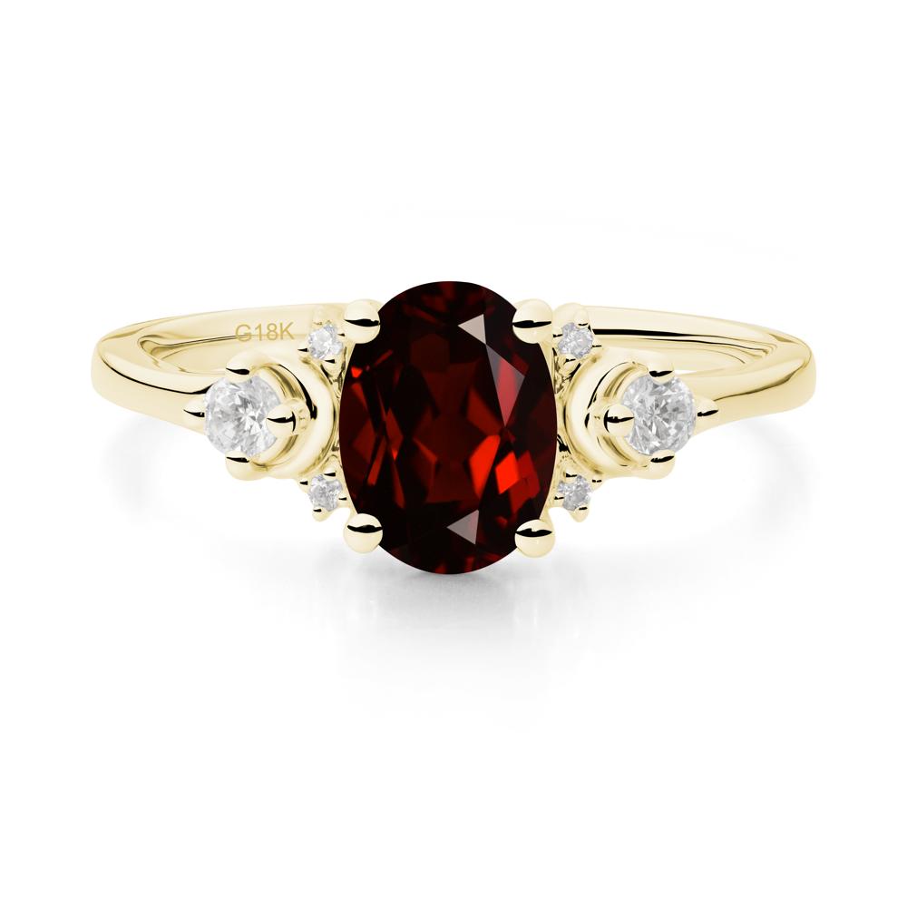 Crescent Moon Inspired Garnet Ring - LUO Jewelry #metal_18k yellow gold