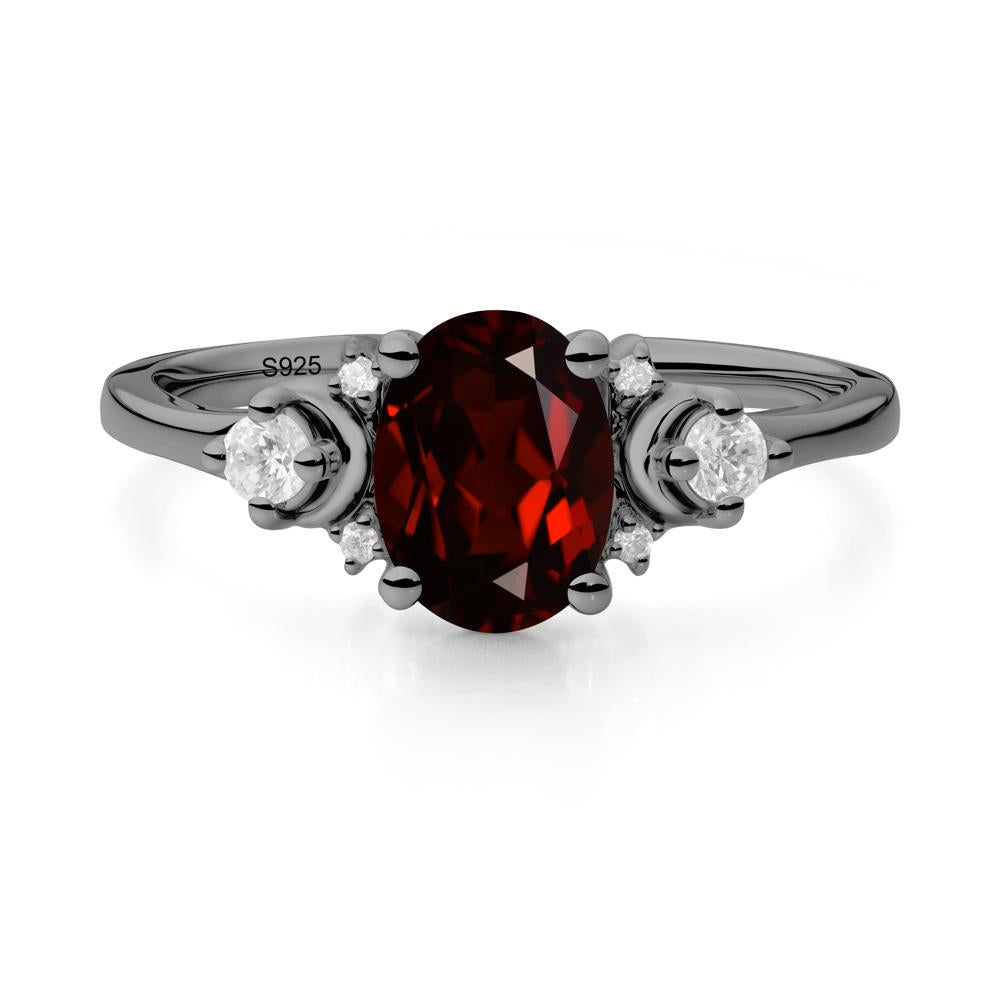 Crescent Moon Inspired Garnet Ring - LUO Jewelry #metal_black finish sterling silver