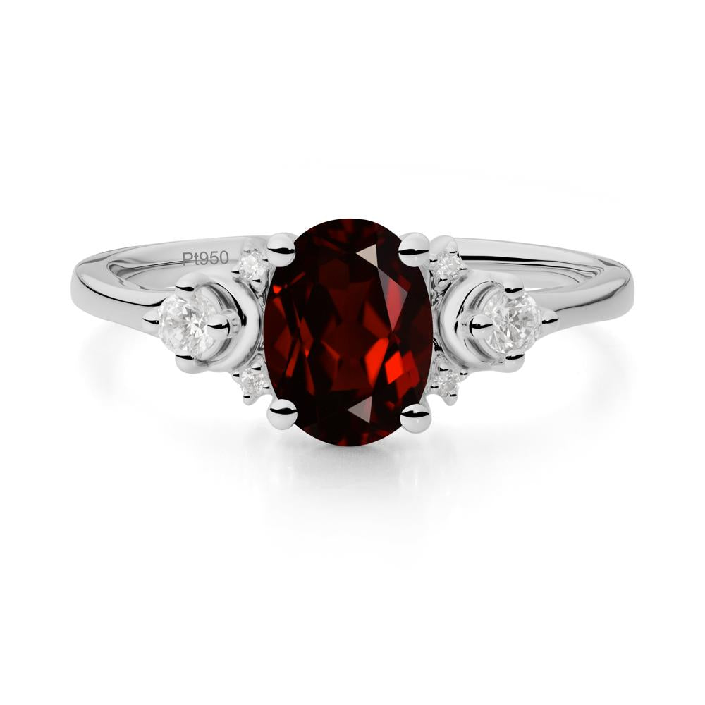 Crescent Moon Inspired Garnet Ring - LUO Jewelry #metal_platinum