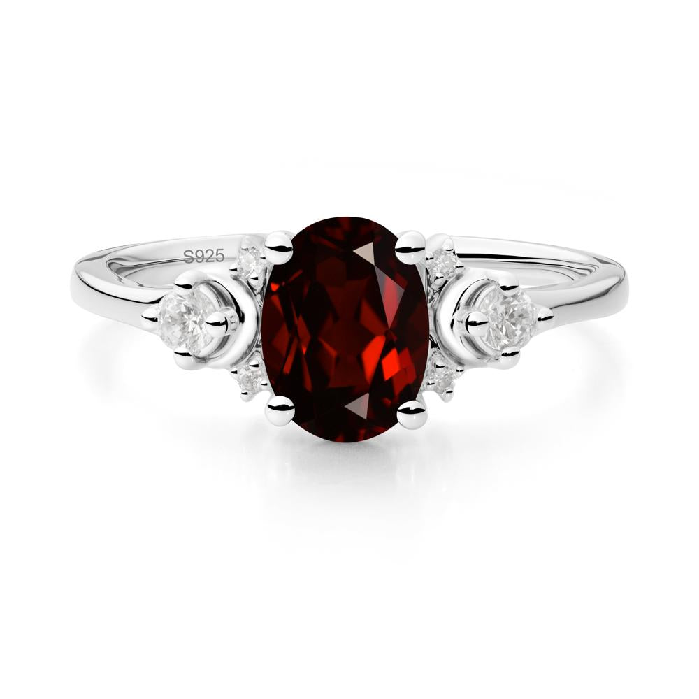 Crescent Moon Inspired Garnet Ring - LUO Jewelry #metal_sterling silver