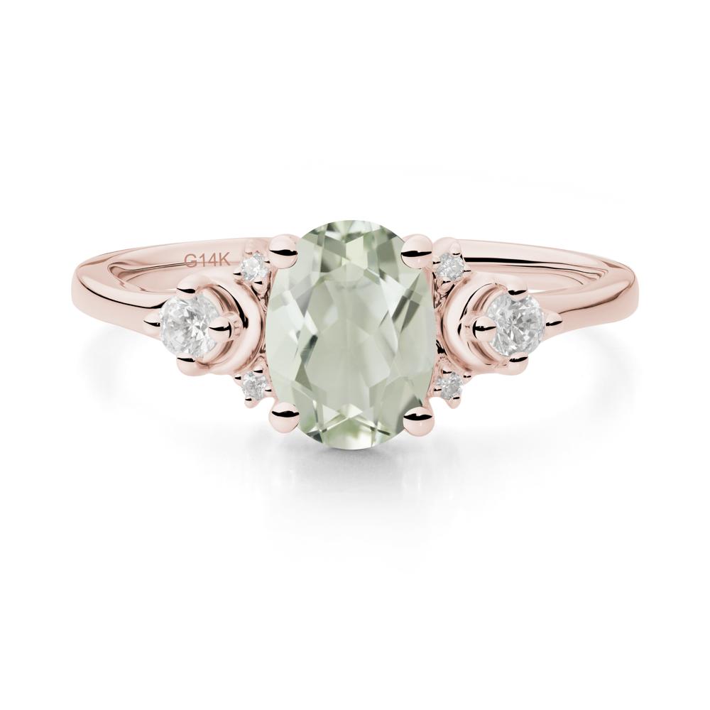 Crescent Moon Inspired Green Amethyst Ring - LUO Jewelry #metal_14k rose gold