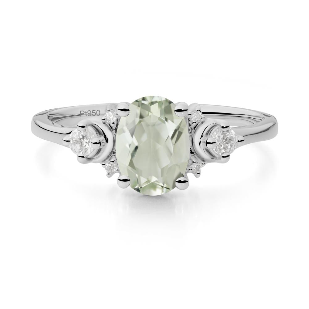 Crescent Moon Inspired Green Amethyst Ring - LUO Jewelry #metal_platinum