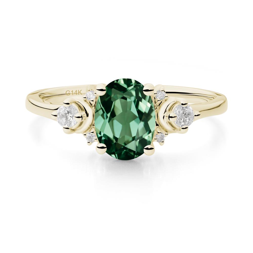 Celestial Oval Green Sapphire Ring - LUO Jewelry #metal_14k yellow gold