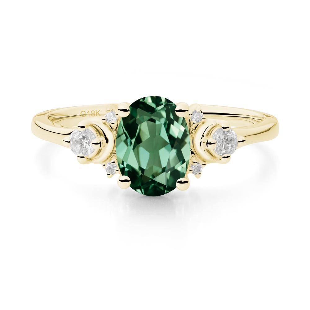 Celestial Oval Green Sapphire Ring - LUO Jewelry #metal_18k yellow gold