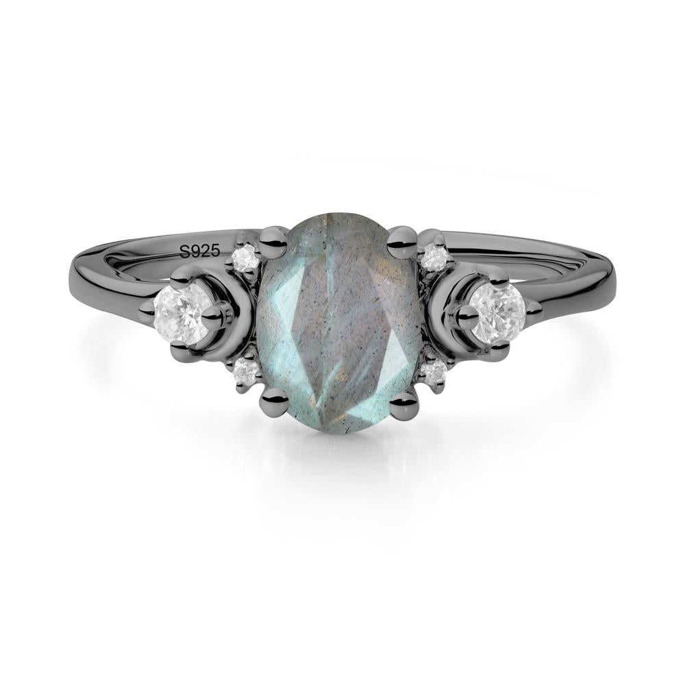 Crescent Moon Inspired Labradorite Ring - LUO Jewelry #metal_black finish sterling silver