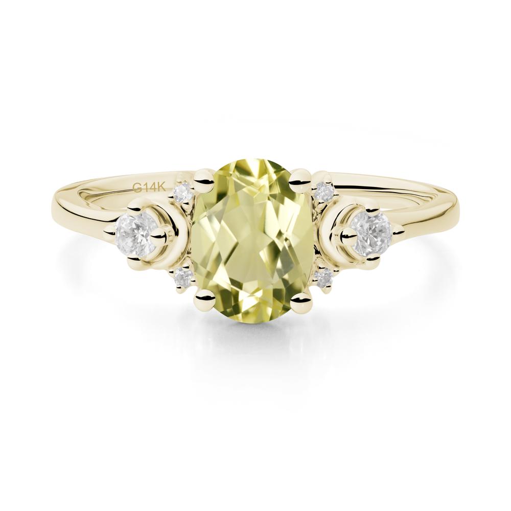 Celestial Oval Lemon Quartz Ring - LUO Jewelry #metal_14k yellow gold