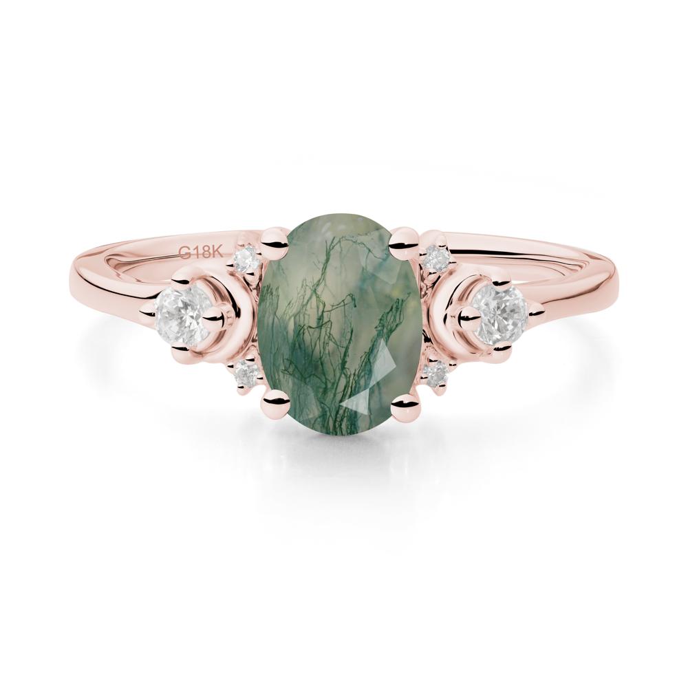 Celestial Oval Moss Agate Ring - LUO Jewelry #metal_18k rose gold